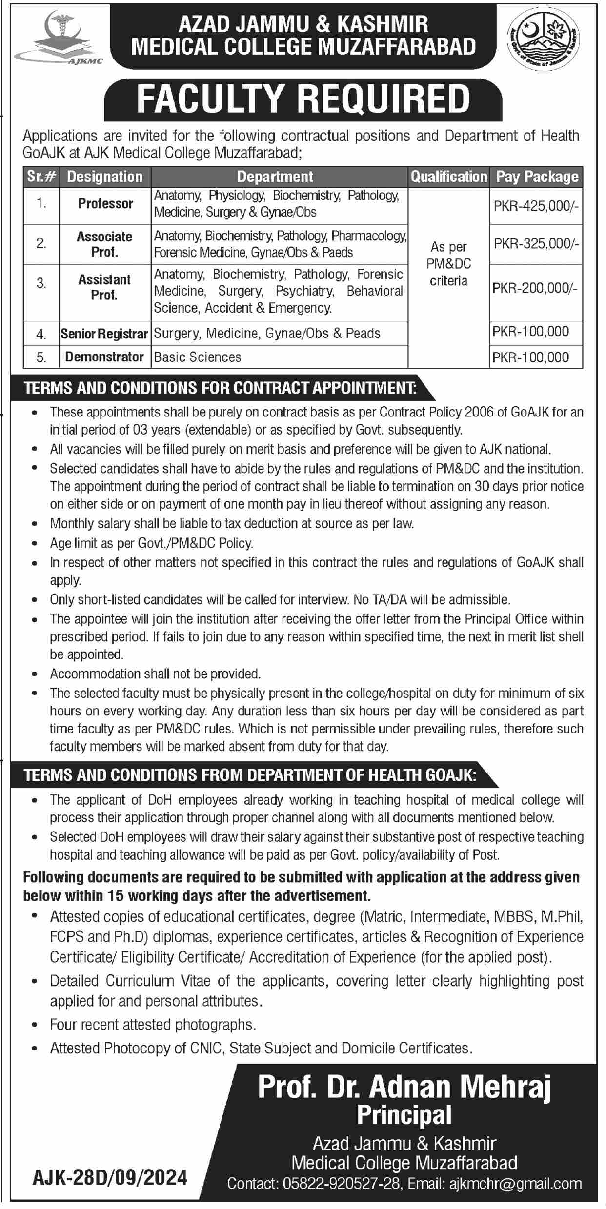 Faculty At Azad Jammu & Kashmir Medical College Jobs